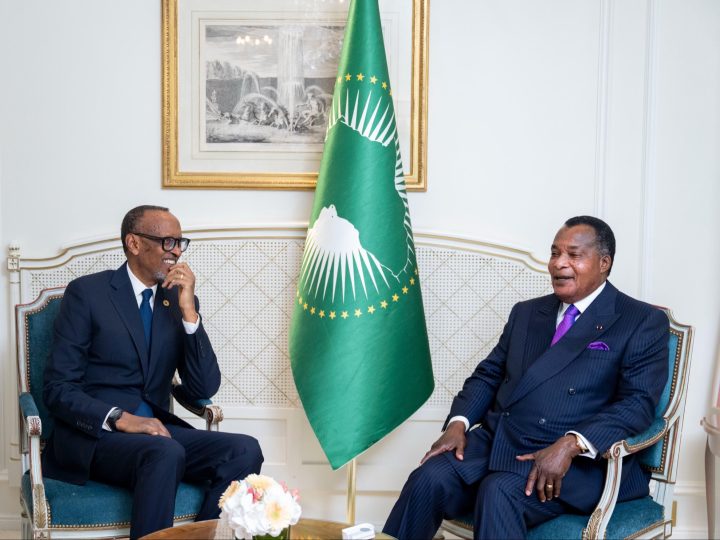 Le président Kagame s’est entretenu avec son homologue Nguesso à Paris